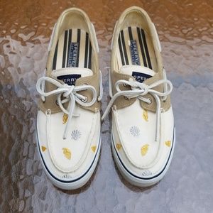 Sperry Top-sider Gold & Silver Seashell Boat Shoes